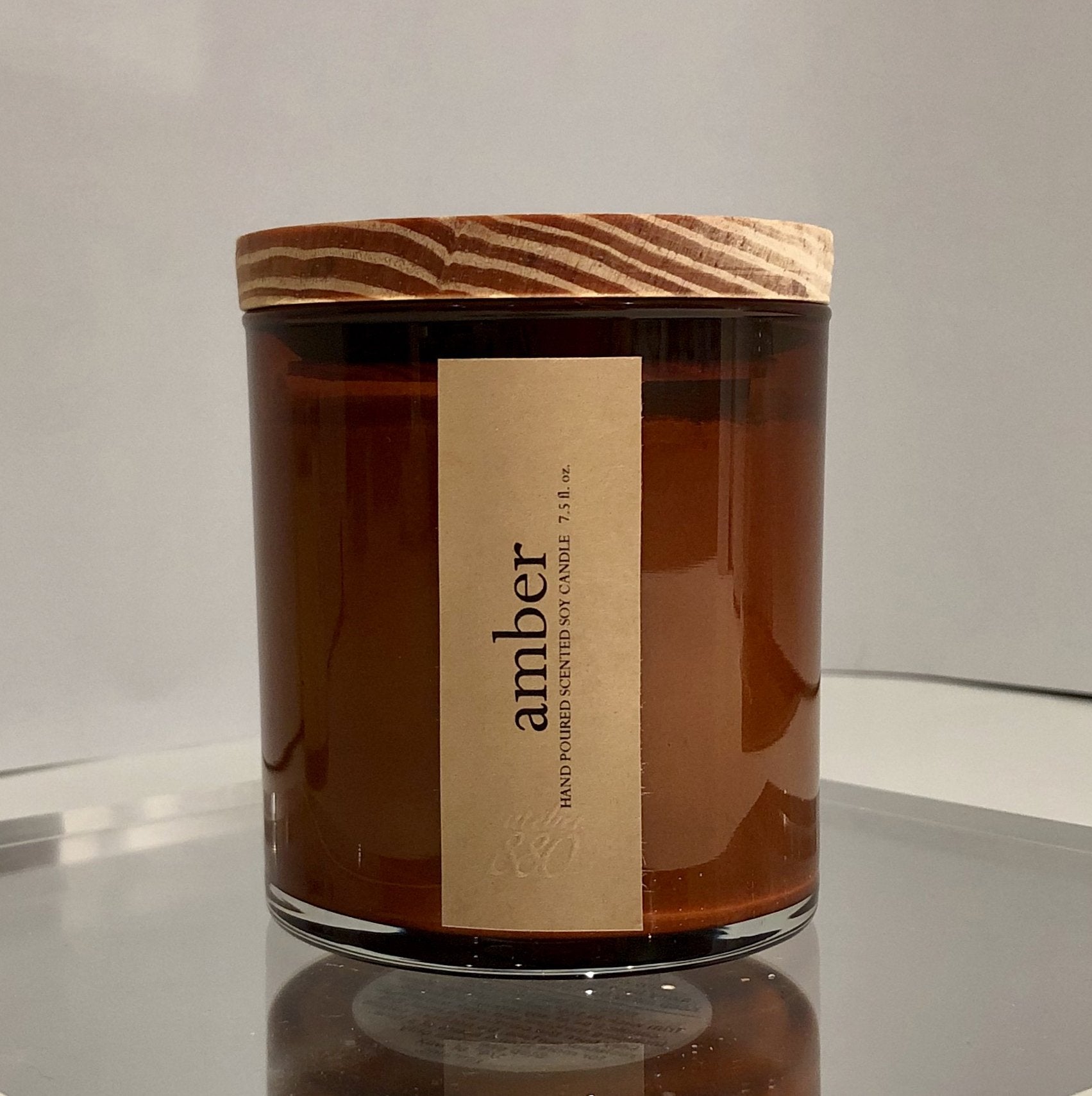 amber scented luxury soy candle