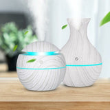 USB Aroma Air Humidifier Wood Grain with LED Lights Diffuser