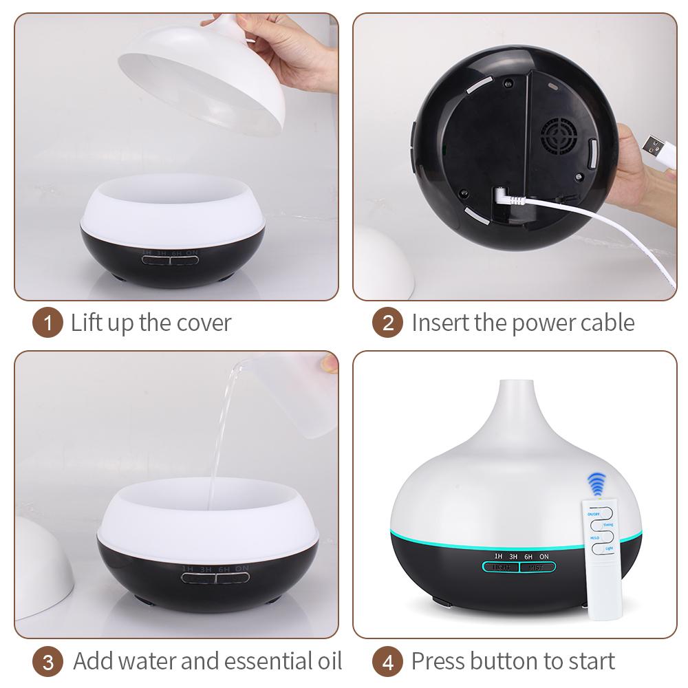 KBAYBO 550ml USB Aroma Diffuser Air Purifier with 7 Color Changing LED
